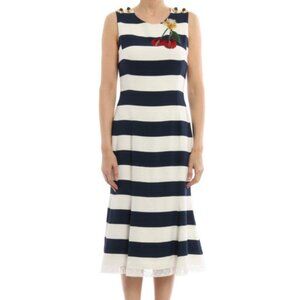 DOLCE & GABBANA Jewel detailed striped cady dress
